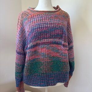 GAP Multicolor Crew Neck Sweater with pocket and rolled collar size Medium